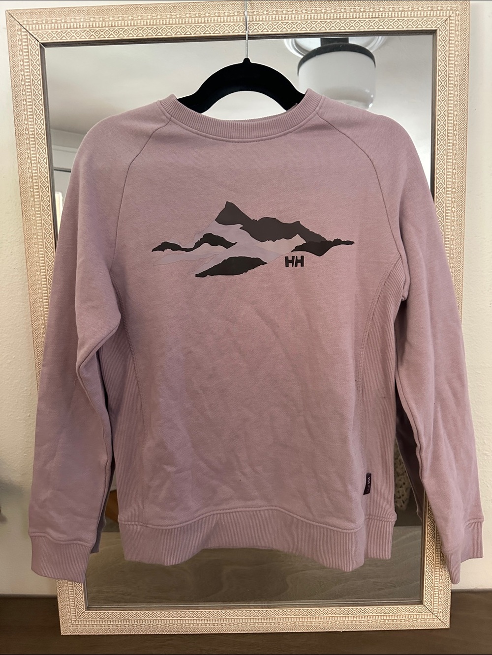 Helly Hansen Lavender Crewneck Sweatshirt with Mountain Graphic
